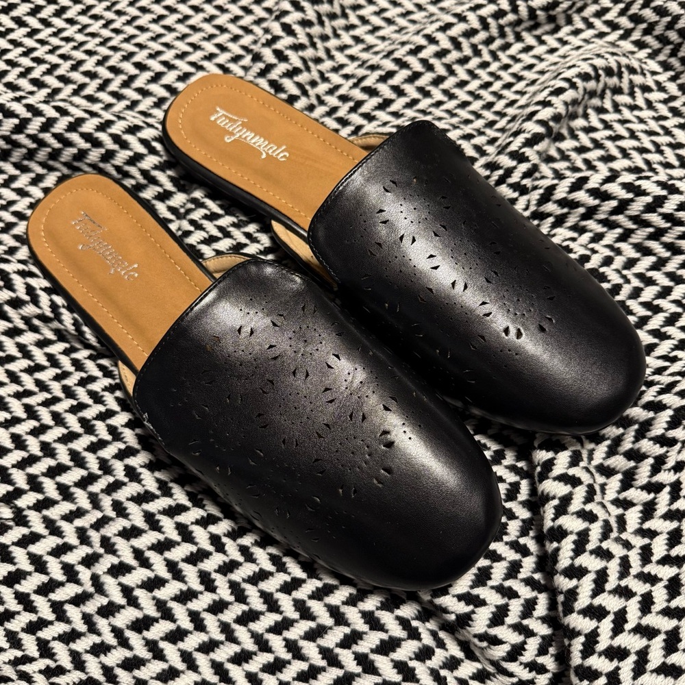 Vegan Leather Perforated Mules - Picture 3 of 7